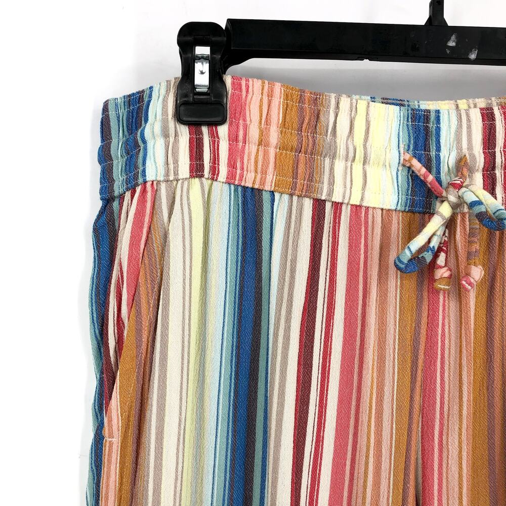 PRANA Women's Fernie Beach Pants Medium Gold Baja Stripe Wide Leg Mid Rise NWT - Picture 7 of 16